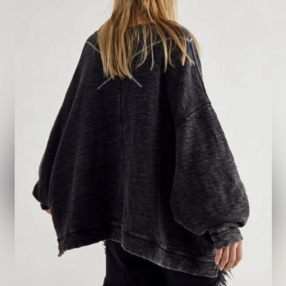 FREE PEOPLE We The Free Care FP Come Again Tee NEW Size L Obsidian - Picture 5 of 12